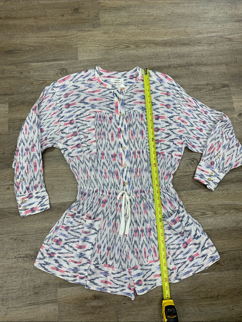 Women's Pink & Blue Drawstring Button Tunic by Marant